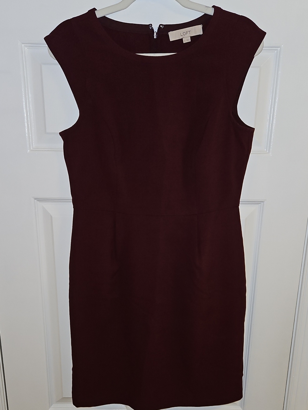 LOFT Cap-Sleeve Sheath Dress in Burgundy